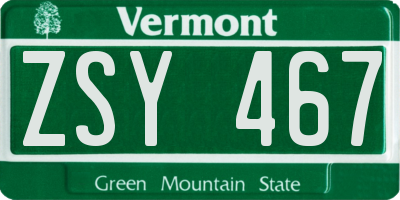 VT license plate ZSY467