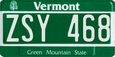 VT license plate ZSY468