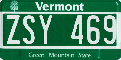 VT license plate ZSY469