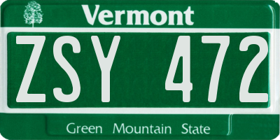 VT license plate ZSY472