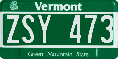 VT license plate ZSY473