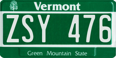 VT license plate ZSY476