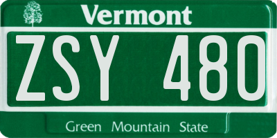 VT license plate ZSY480