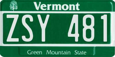 VT license plate ZSY481