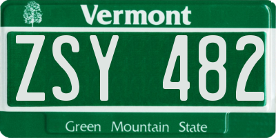 VT license plate ZSY482