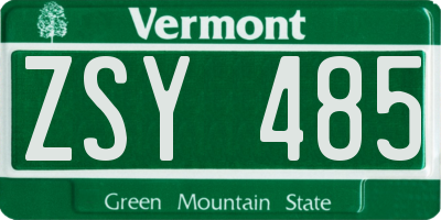 VT license plate ZSY485
