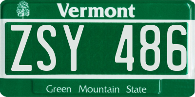 VT license plate ZSY486