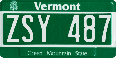VT license plate ZSY487