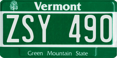 VT license plate ZSY490