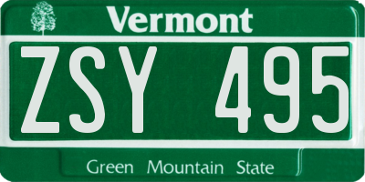 VT license plate ZSY495