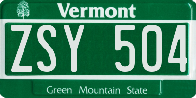 VT license plate ZSY504