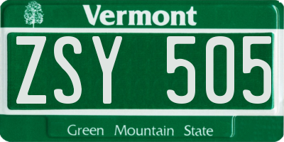 VT license plate ZSY505