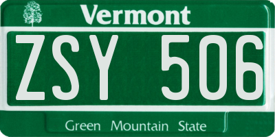 VT license plate ZSY506