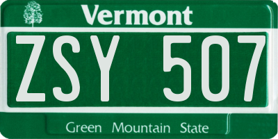 VT license plate ZSY507