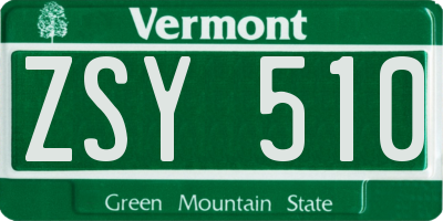 VT license plate ZSY510
