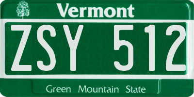 VT license plate ZSY512