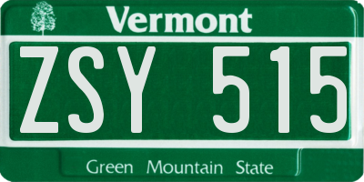 VT license plate ZSY515