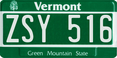 VT license plate ZSY516