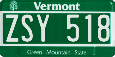 VT license plate ZSY518