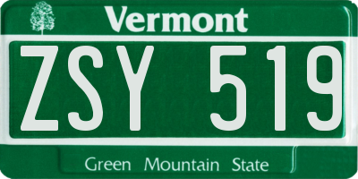 VT license plate ZSY519