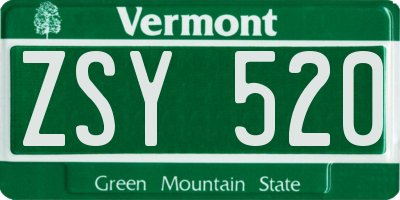 VT license plate ZSY520