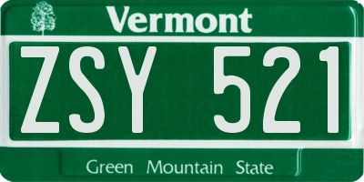 VT license plate ZSY521