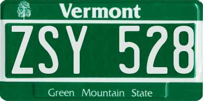 VT license plate ZSY528