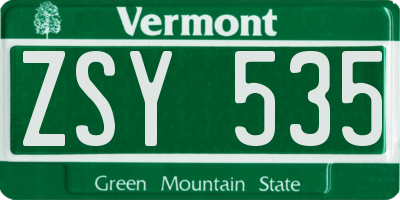 VT license plate ZSY535