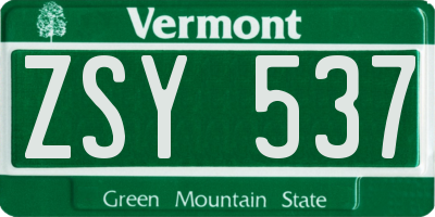 VT license plate ZSY537