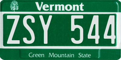 VT license plate ZSY544