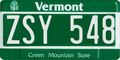VT license plate ZSY548