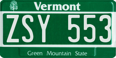 VT license plate ZSY553