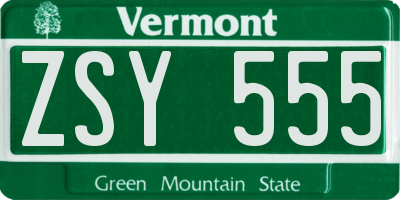 VT license plate ZSY555
