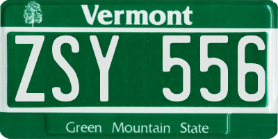 VT license plate ZSY556