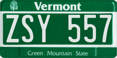 VT license plate ZSY557