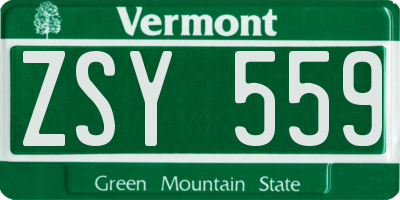 VT license plate ZSY559