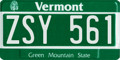 VT license plate ZSY561