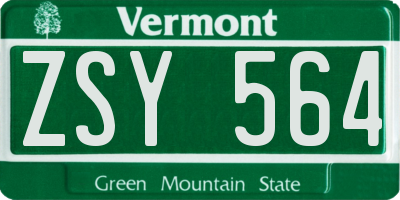 VT license plate ZSY564