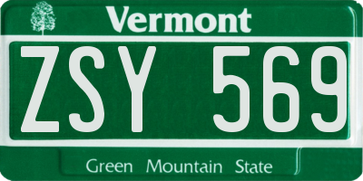 VT license plate ZSY569