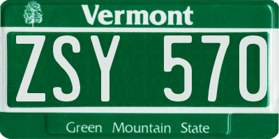 VT license plate ZSY570