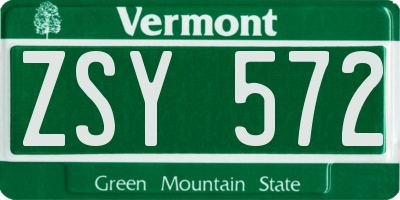 VT license plate ZSY572