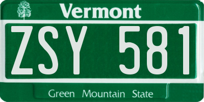 VT license plate ZSY581