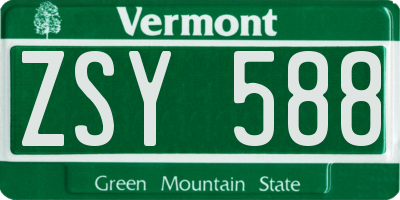 VT license plate ZSY588