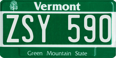 VT license plate ZSY590