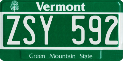 VT license plate ZSY592