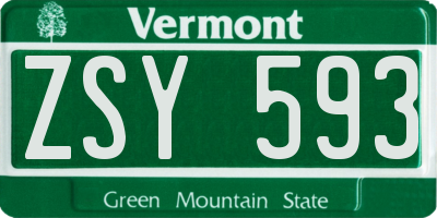VT license plate ZSY593