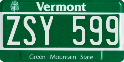 VT license plate ZSY599