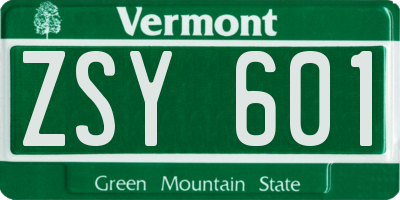 VT license plate ZSY601