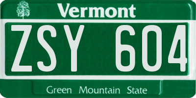 VT license plate ZSY604
