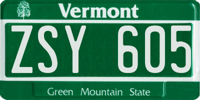 VT license plate ZSY605